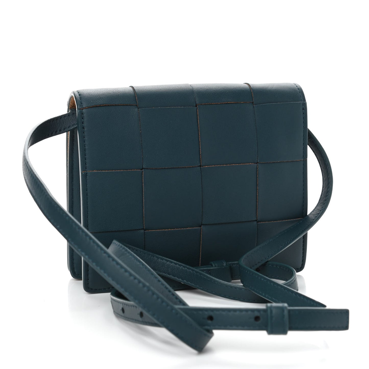Lambskin Maxi Intrecciato Mini Cassette Crossbody Bag Petrol Blue