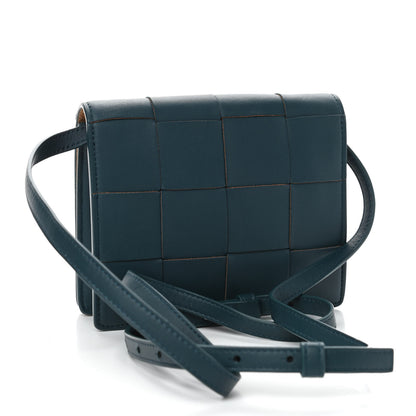 Bottega Veneta Lambskin Maxi Intrecciato Mini Cassette Crossbody Bag Petrol Blue 2 of 4