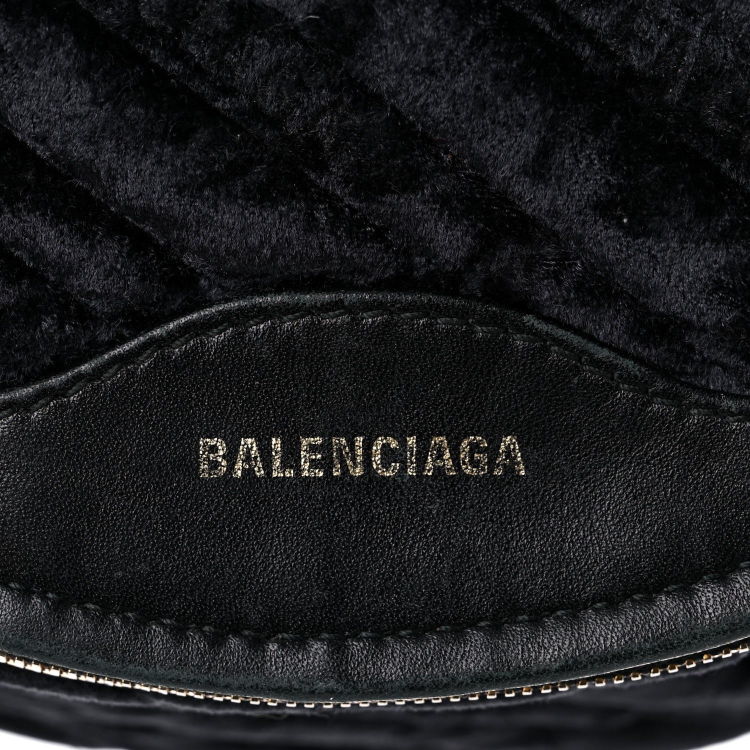 Balenciaga Crushed Velvet Logo Embossed XXS Souvenir Belt Bag Black 6 of 13