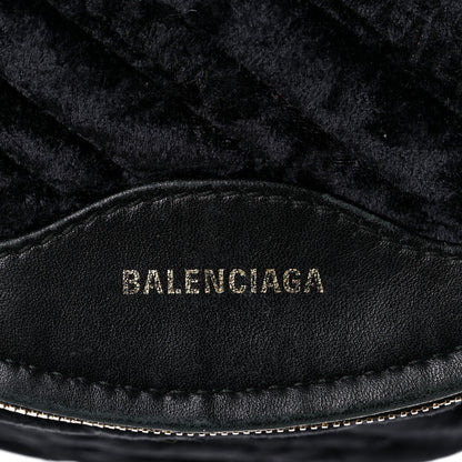 Balenciaga Crushed Velvet Logo Embossed XXS Souvenir Belt Bag Black 6 of 13