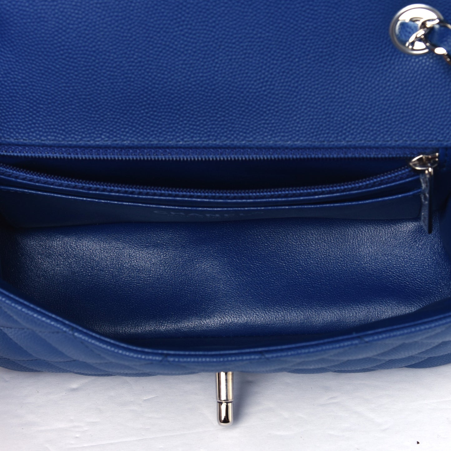Caviar Quilted Mini Rectangular Flap Blue