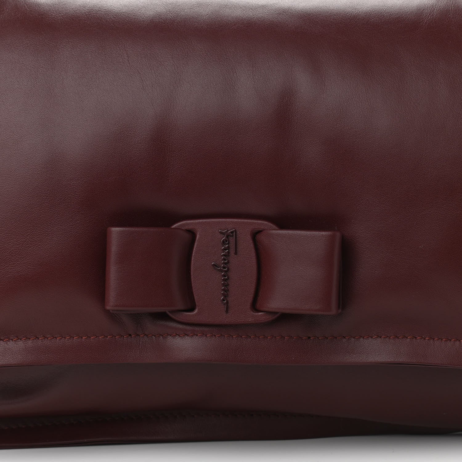 Salvatore Ferragamo Calfskin Small Viva Bow Shoulder Bag Burgundy 8 of 10