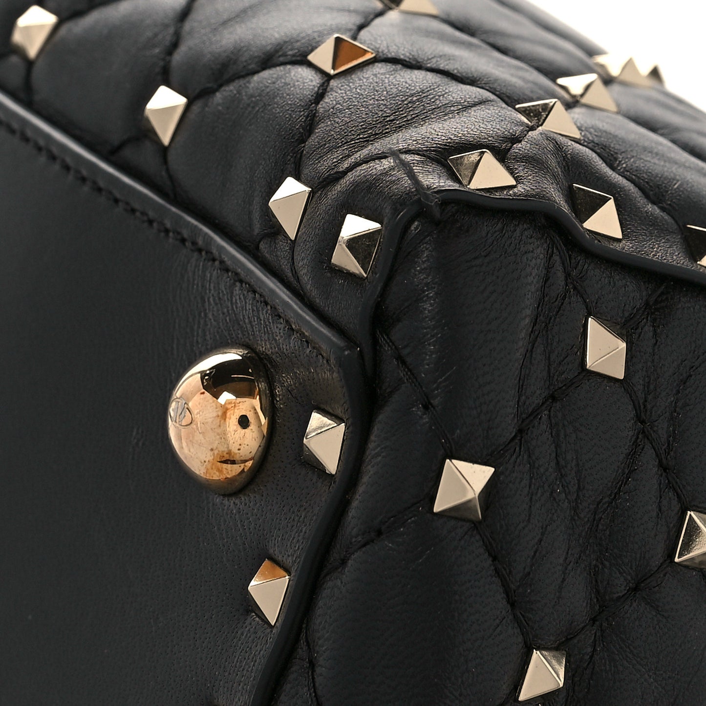Lambskin Rockstud Spike Duffle Bag Black