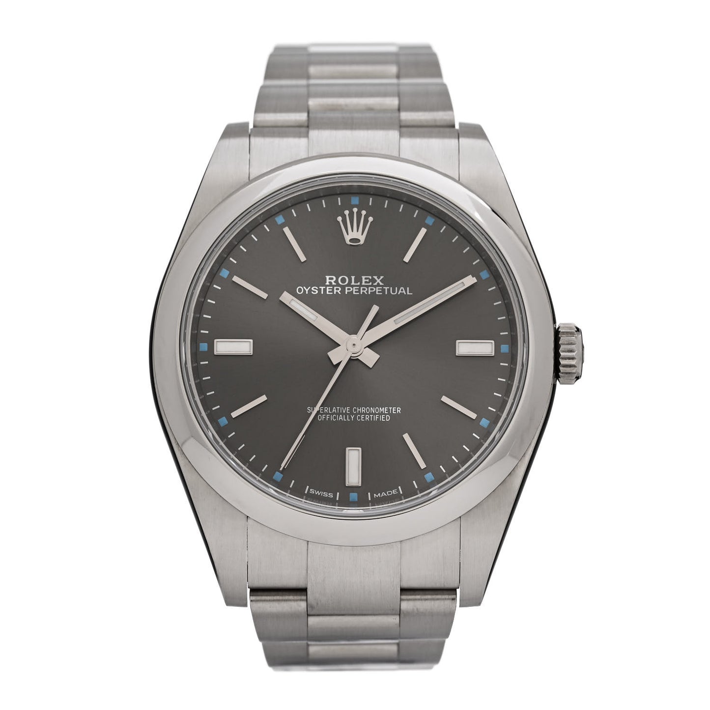 Stainless Steel 39mm Oyster Perpetual Watch Rhodium 114300