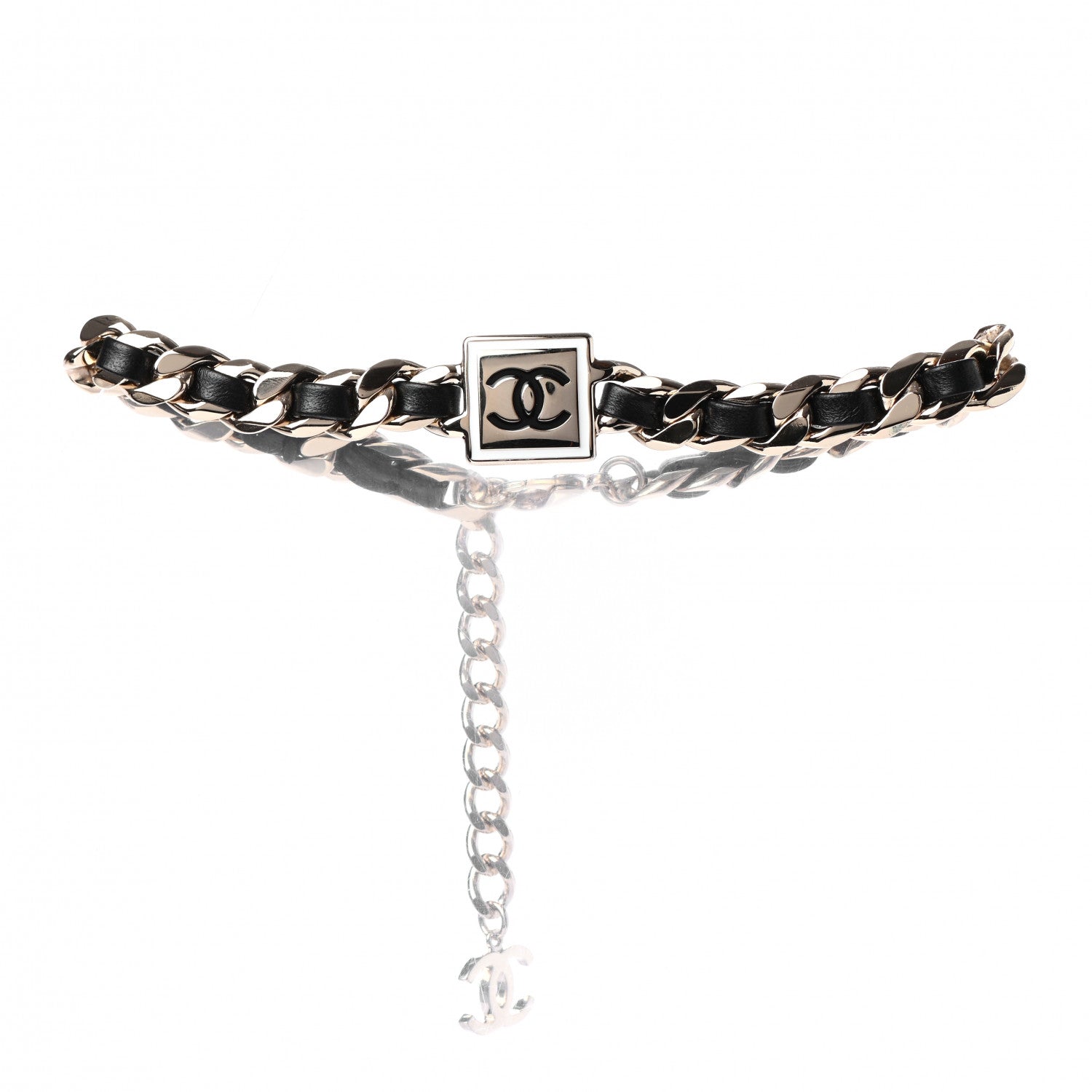 Chanel Metal Lambskin CC Square Choker Gold Black White 1 of 4