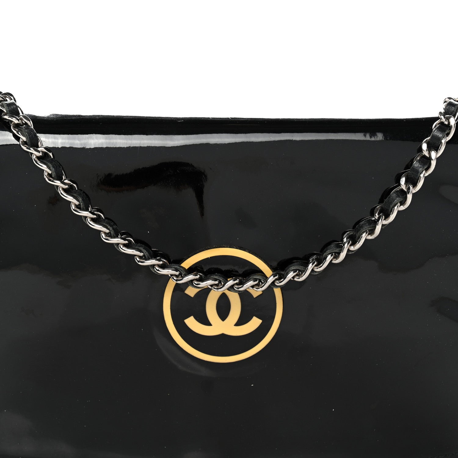 Chanel Patent CC Compact Wallet on Chain WOC Black 9 of 15