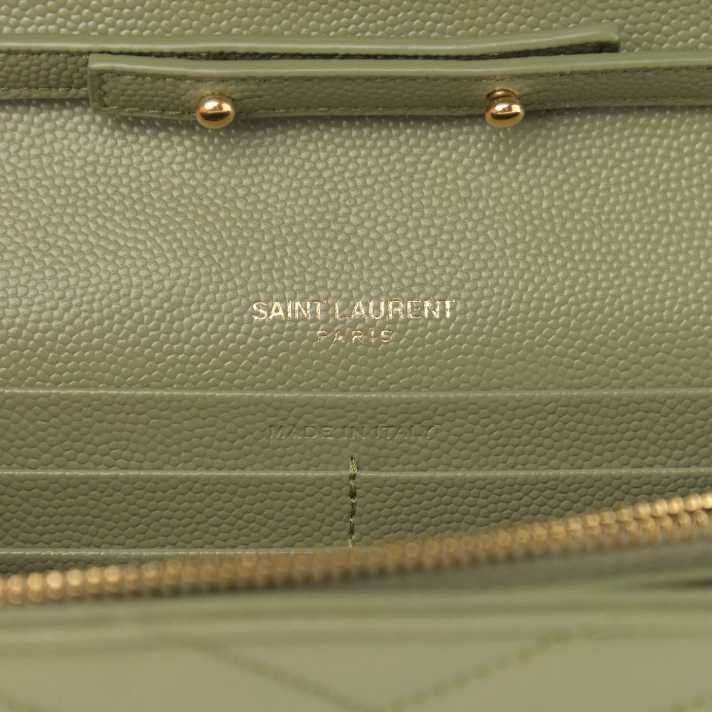 Grain De Poudre Matelasse Chevron Monogram Chain Wallet Pistachio