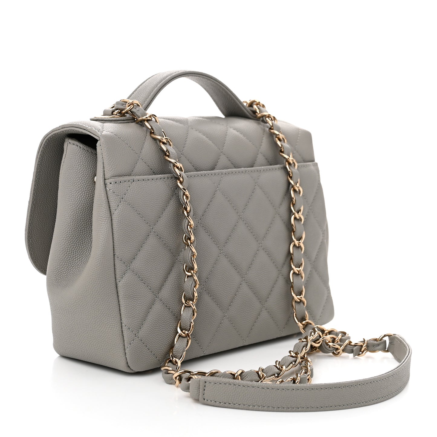 Caviar Quilted Medium Business Affinity Flap Grey