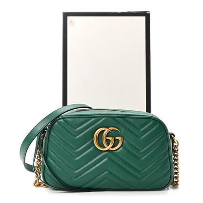 Gucci Calfskin Matelasse Small GG Marmont Chain Shoulder Bag Emerald Green 11 of 11