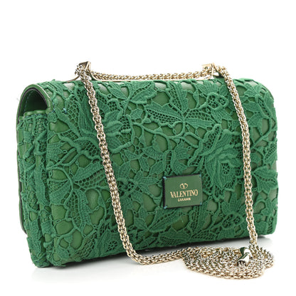 Valentino Garavani Nappa Lace Girello Flap Green 2 of 9
