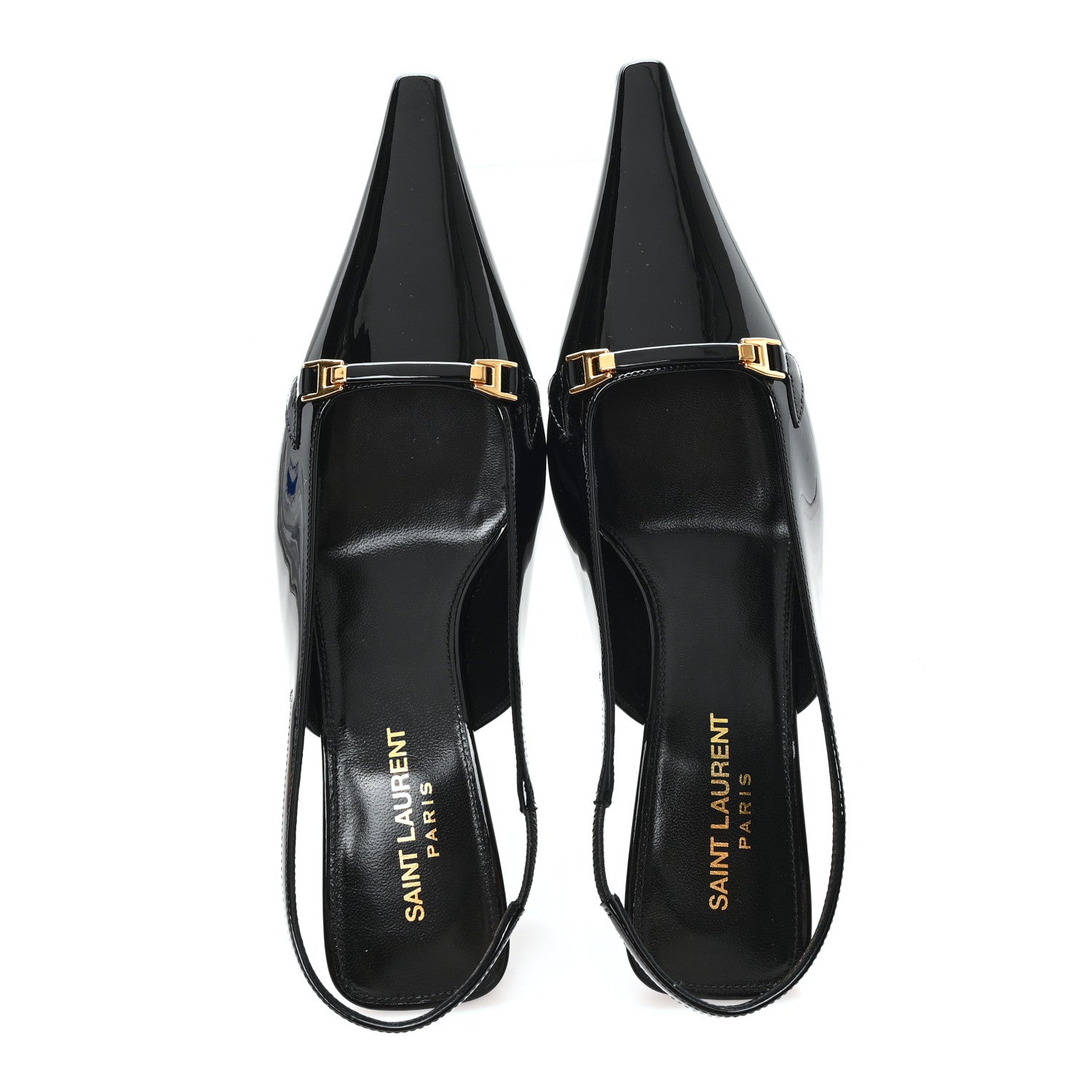 Saint Laurent Patent Bade Slingback Pumps 36 Black 2 of 10
