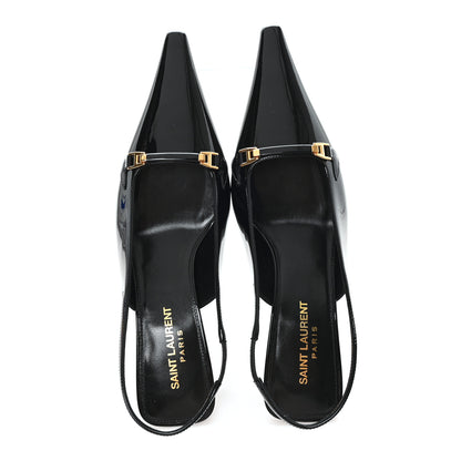 Saint Laurent Patent Bade Slingback Pumps 36 Black 2 of 10