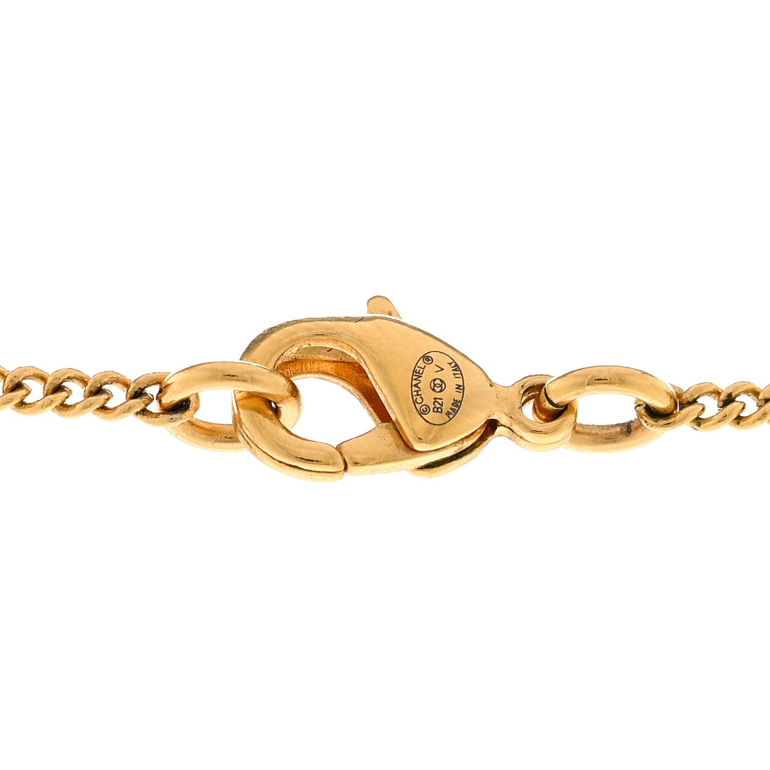 Chanel Metal CC Paris Button Necklace Gold 5 of 5