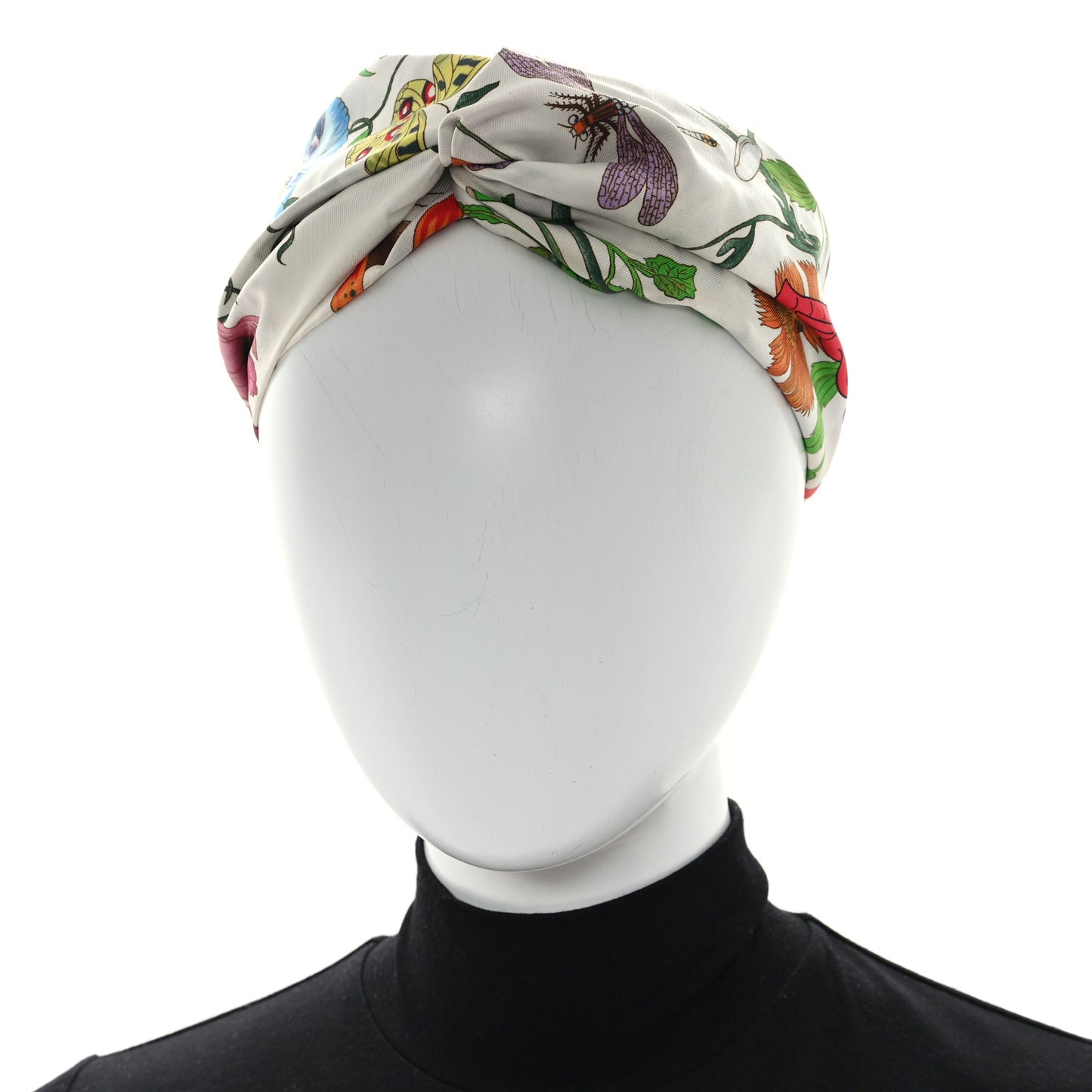 Silk Floral Headband M White Multicolor