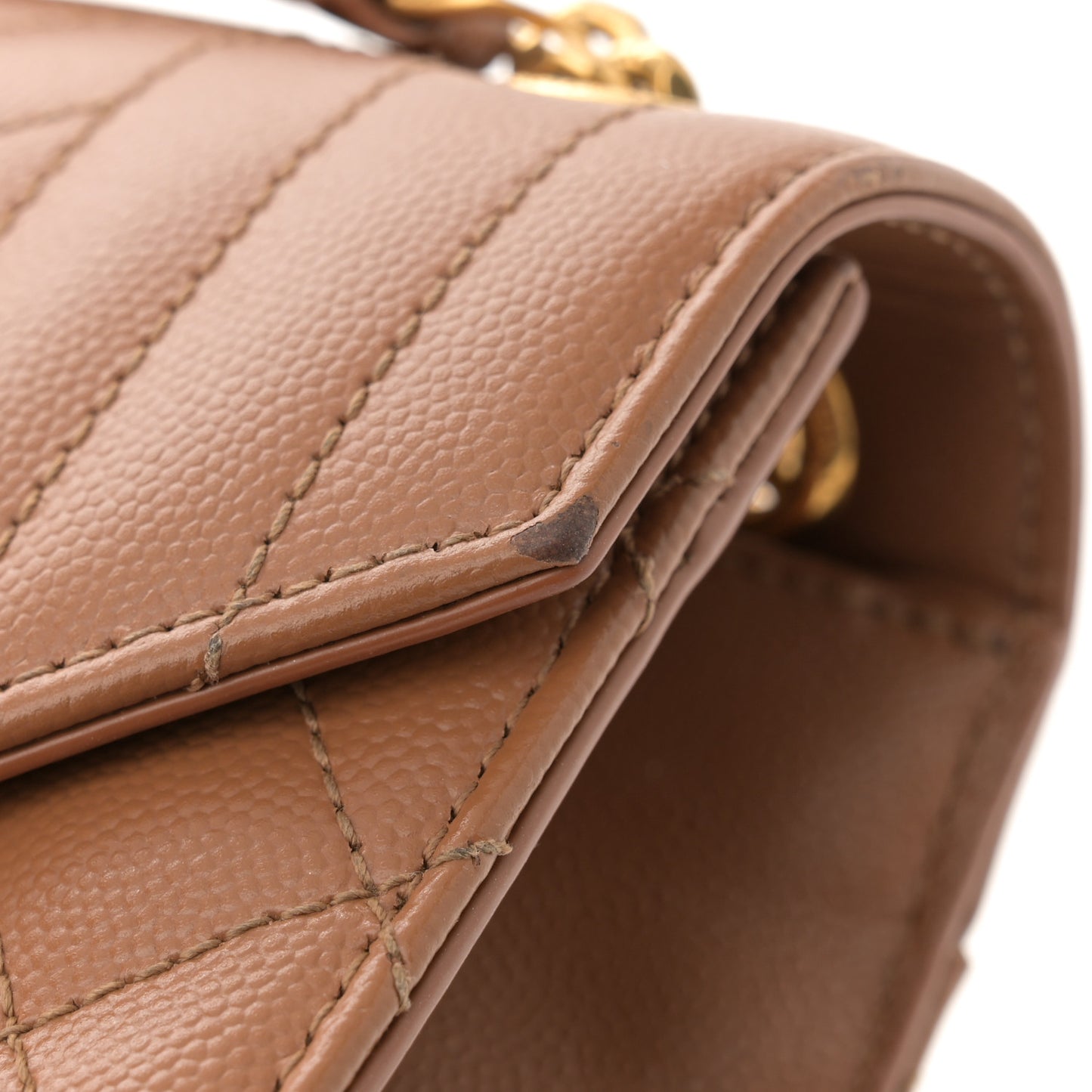 Grain De Poudre Textured Mixed Matelasse Medium Triquilt Monogram Satchel Dark Cork