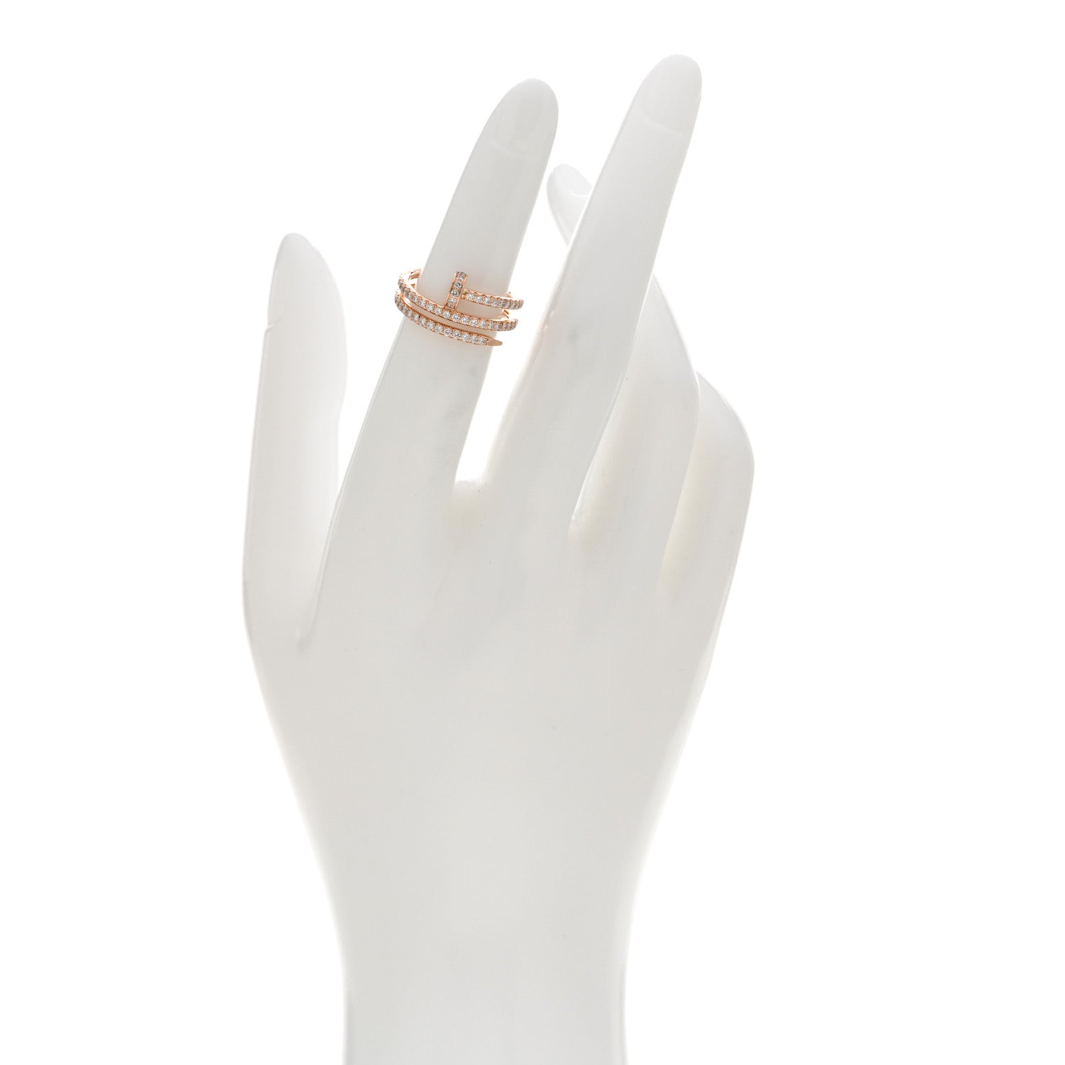 Cartier 18K Pink Gold Diamond Double Juste Un Clou Paved Ring 49 5 2 of 5