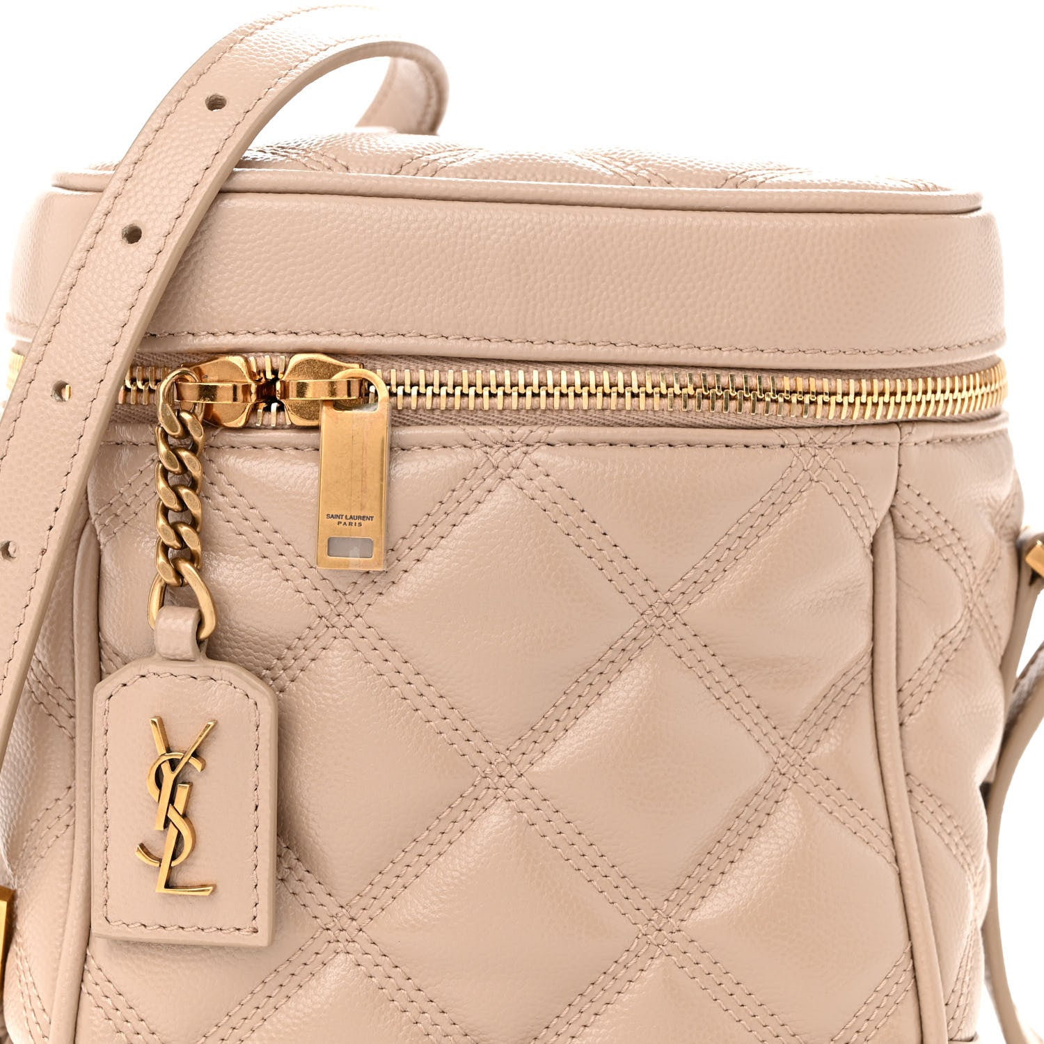 Saint Laurent Grain de Poudre Quilted 80's Vanity Bag Dark Beige 8 of 10