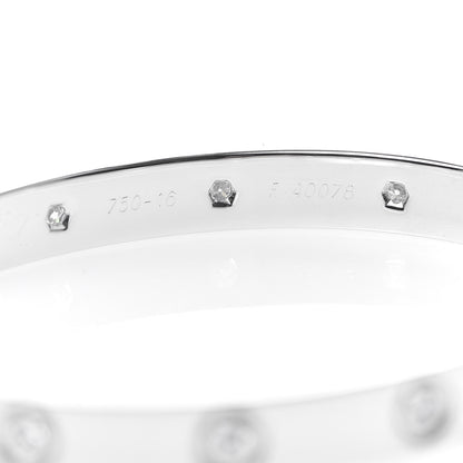 Cartier 18K White Gold 10 Diamond LOVE Bracelet 16 5 of 8