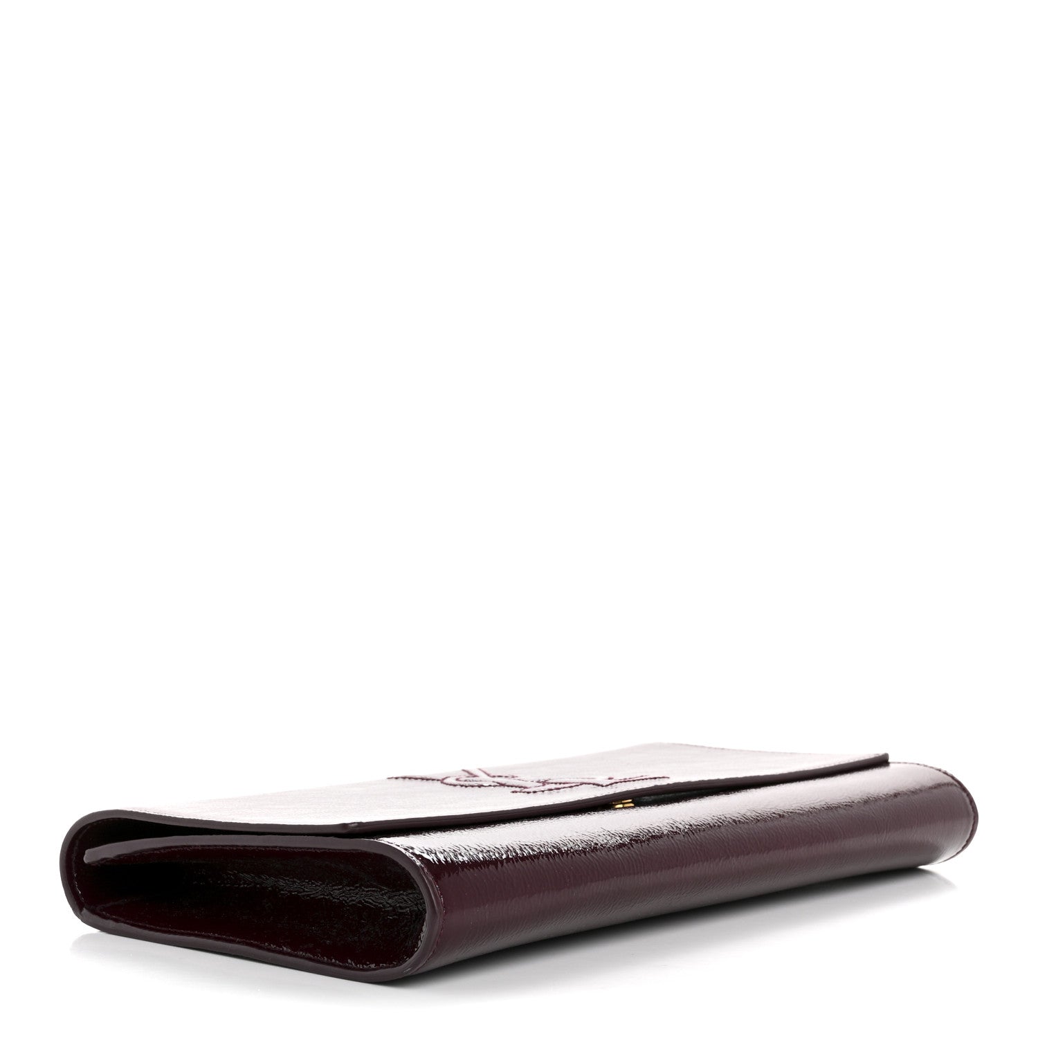 Saint Laurent Textured Patent Calfskin Large Belle De Jour Clutch Berry 4 of 11