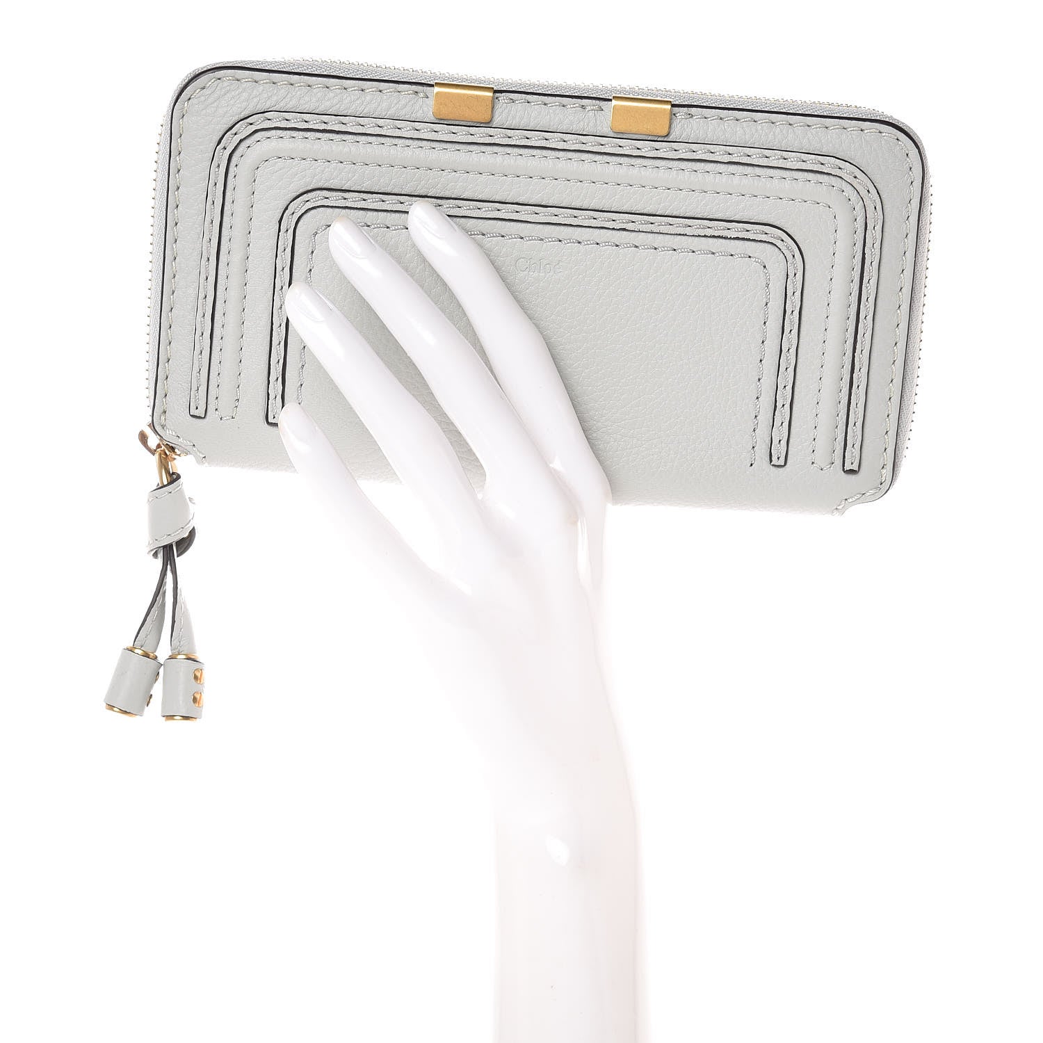 Chloe Calfskin Marcie Long Zip Around Wallet Airy Grey 2 of 9