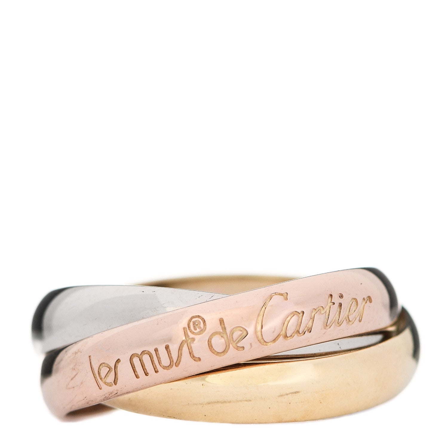 Cartier 18k Pink Yellow White Gold Les Must De Cartier Trinity Ring 51 5.75 1 of 5