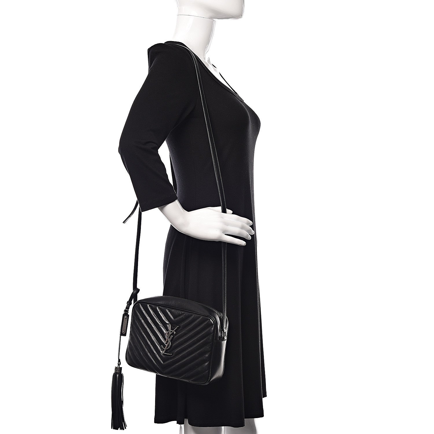 Saint Laurent Calfskin Matelasse Monogram Lou Camera Bag Black 2 of 9