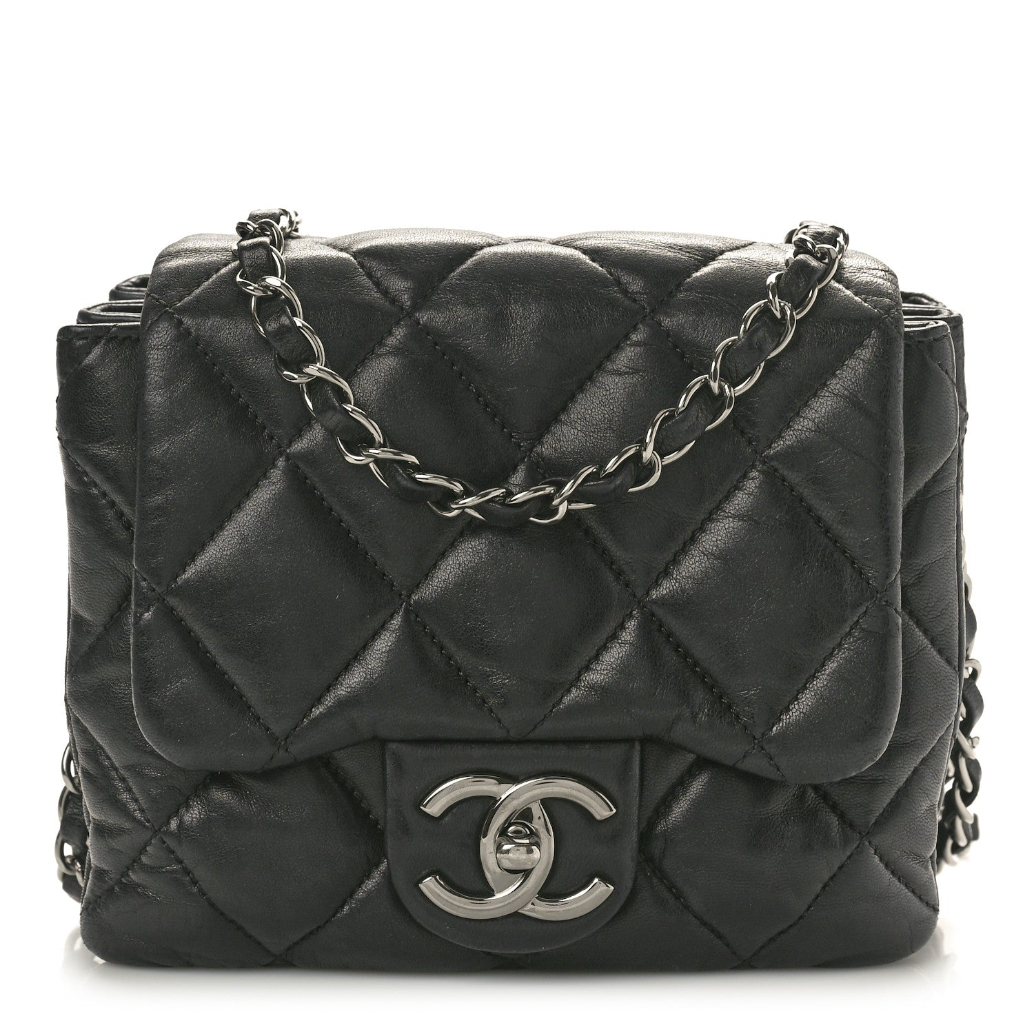 Chanel Lambskin Quilted Chanel 3 Small Accordion Flap Black 1 of 10