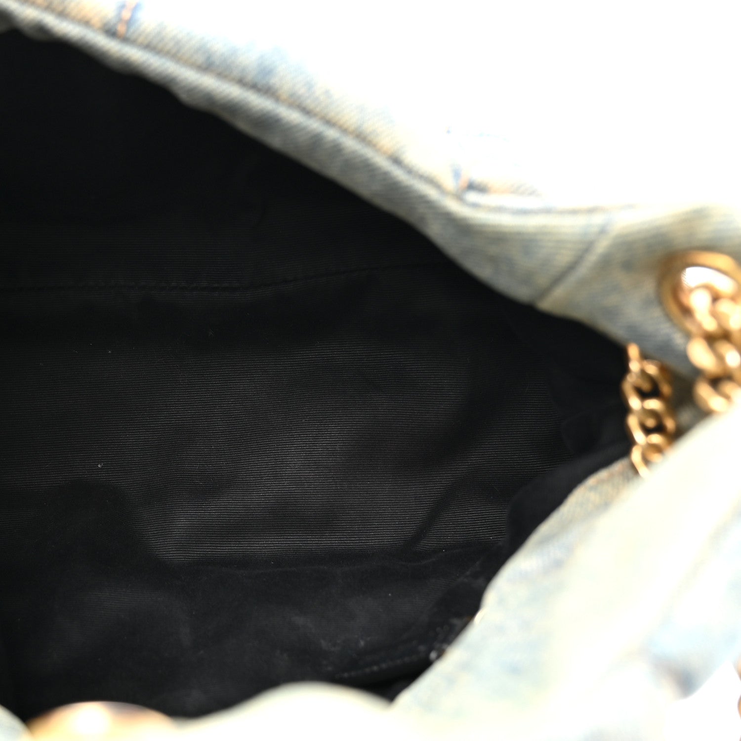Saint Laurent Denim Quilted Small Loulou Puffer Monogram Chain Satchel Blue Cinnamon 4 of 11