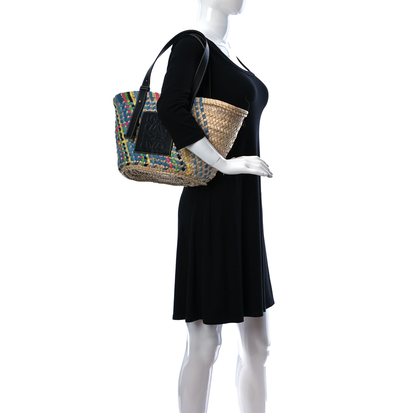 Raffia Basket Tote Bag Natural Multicolor