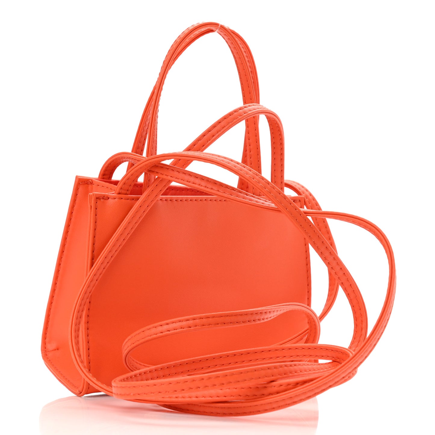 Vegan Leather Small Shopping Bag Orange