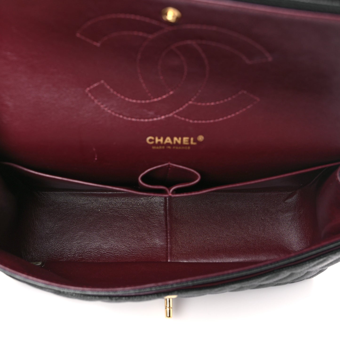 Caviar Quilted Jumbo Double Flap Black