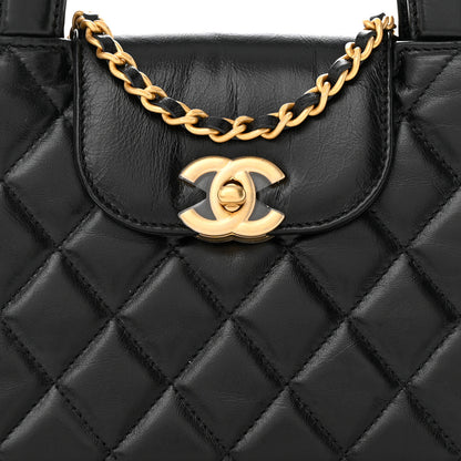 Chanel Shiny Aged Calfskin Quilted Nano Kelly Shopper Black 14 of 20