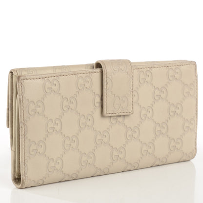 Gucci Guccissima Margaux Calfskin Metal Bar Continental Flap Wallet Mystic White 3 of 8