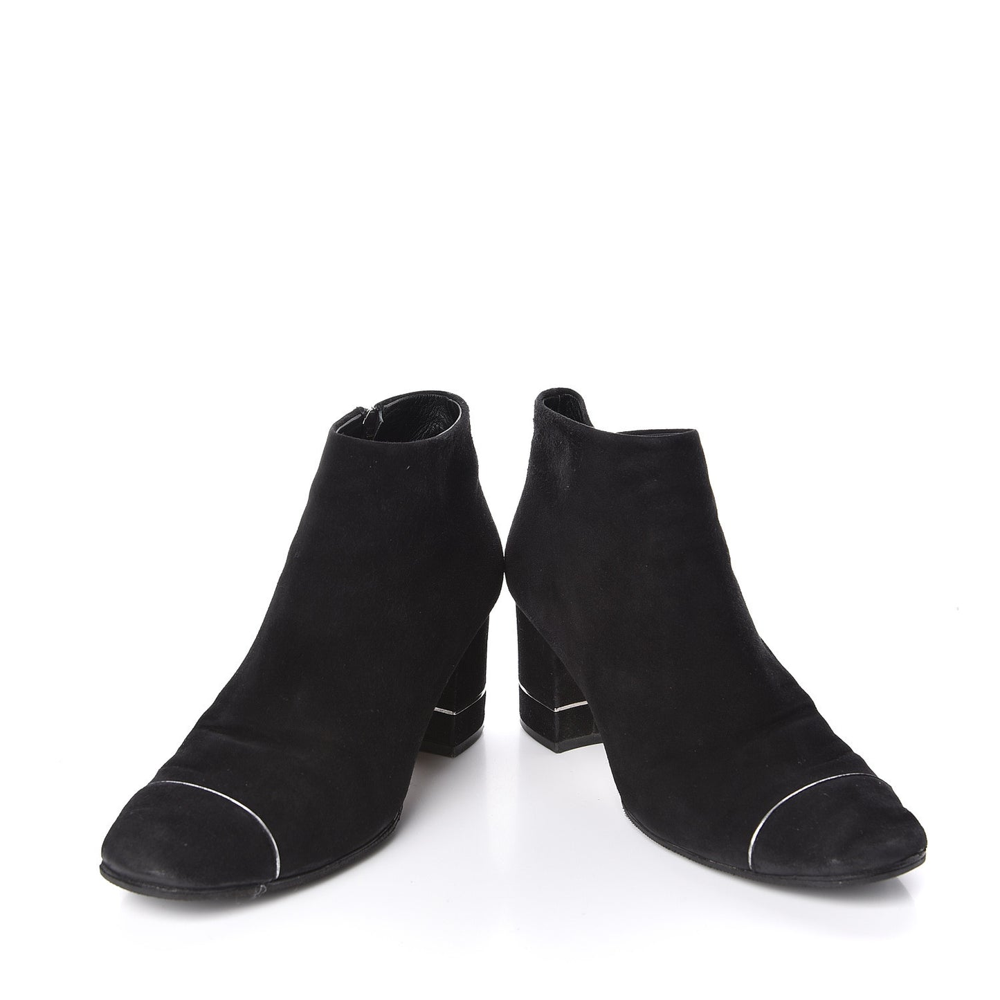 Suede CC Cap Toe Ankle Booties Boots 38.5 Black