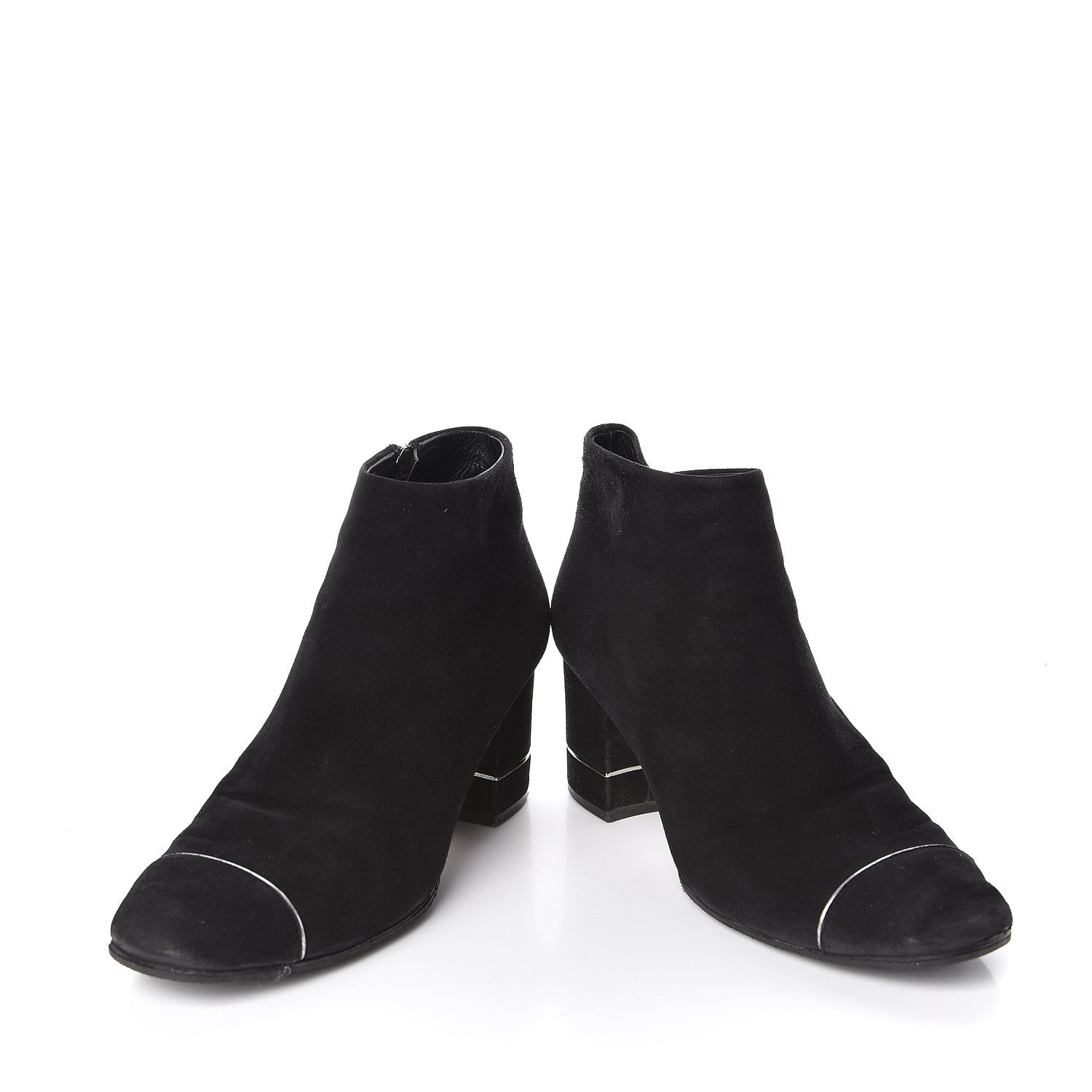 Chanel Suede CC Cap Toe Ankle Booties Boots 38.5 Black 6 of 11