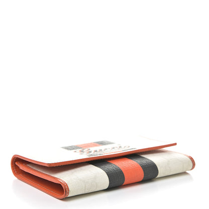 Gucci GG Plus Monogram Web Stripe Joy Card Case Wallet Orange White 4 of 15