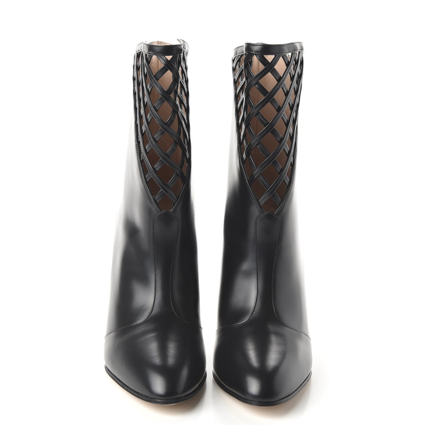 Plume Calfskin Damir Lattice Cutout Boots 39.5 Black