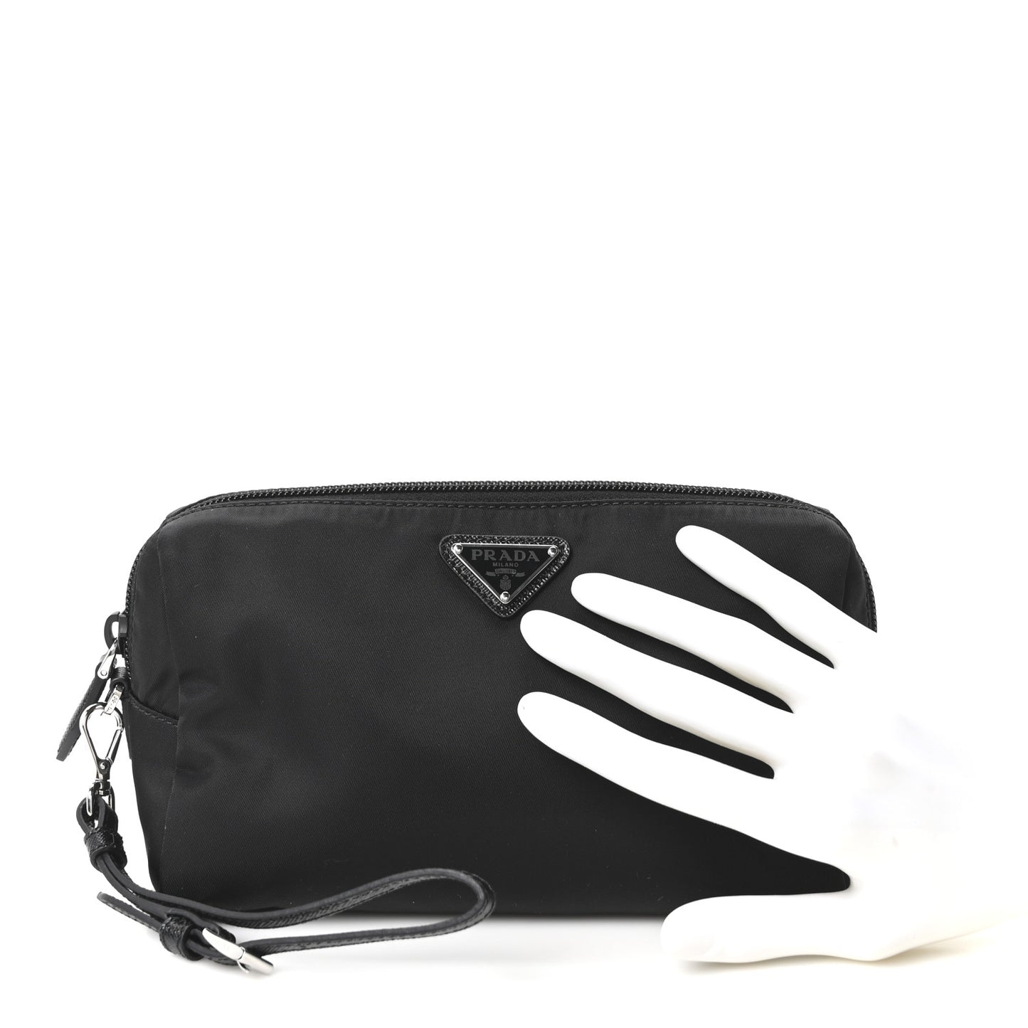Re-Nylon Vela Saffiano Wristlet Black