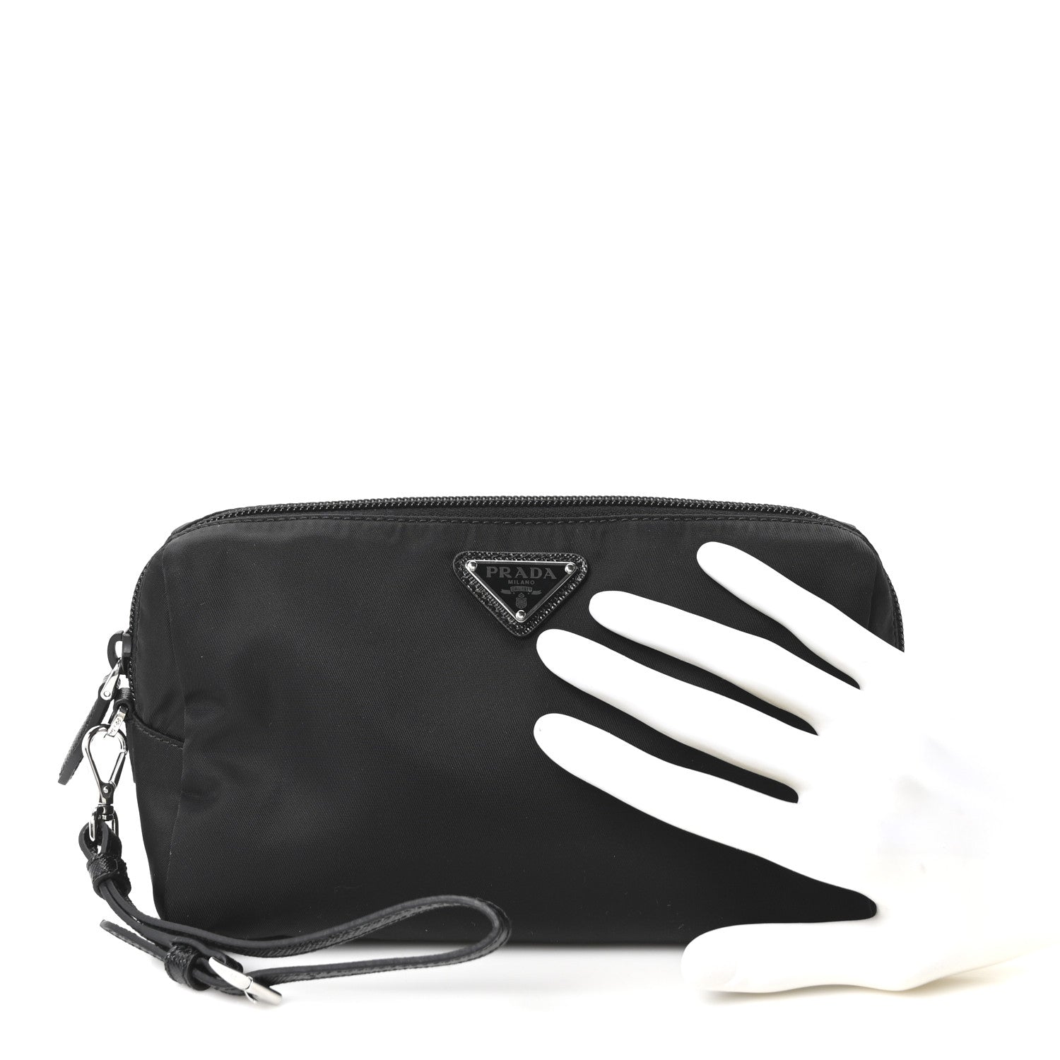 Prada Re-Nylon Vela Saffiano Wristlet Black 2 of 10