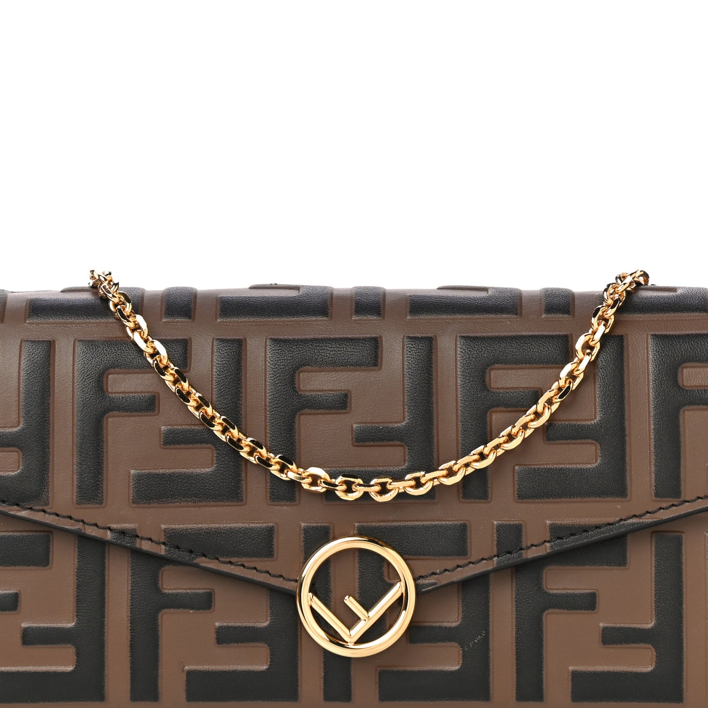 Vitello Soft F is Fendi Bi-Color FF 1974 Embossed Continental Envelope Wallet On Chain Maya Black