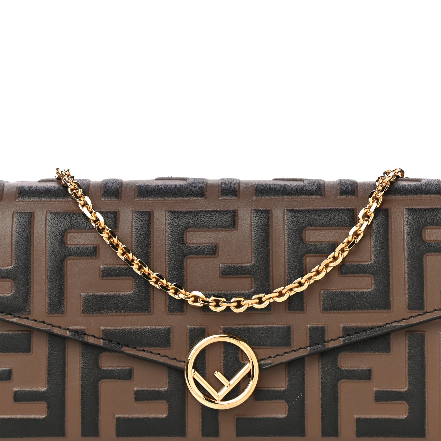 Fendi Vitello Soft F is Fendi Bi-Color FF 1974 Embossed Continental Envelope Wallet On Chain Maya Black 8 of 15