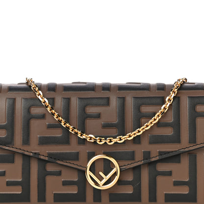 Fendi Vitello Soft F is Fendi Bi-Color FF 1974 Embossed Continental Envelope Wallet On Chain Maya Black 8 of 15
