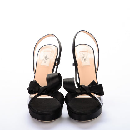 Valentino Garavani Satin PVC Bow Slingback Sandals 41 Black 2 of 8