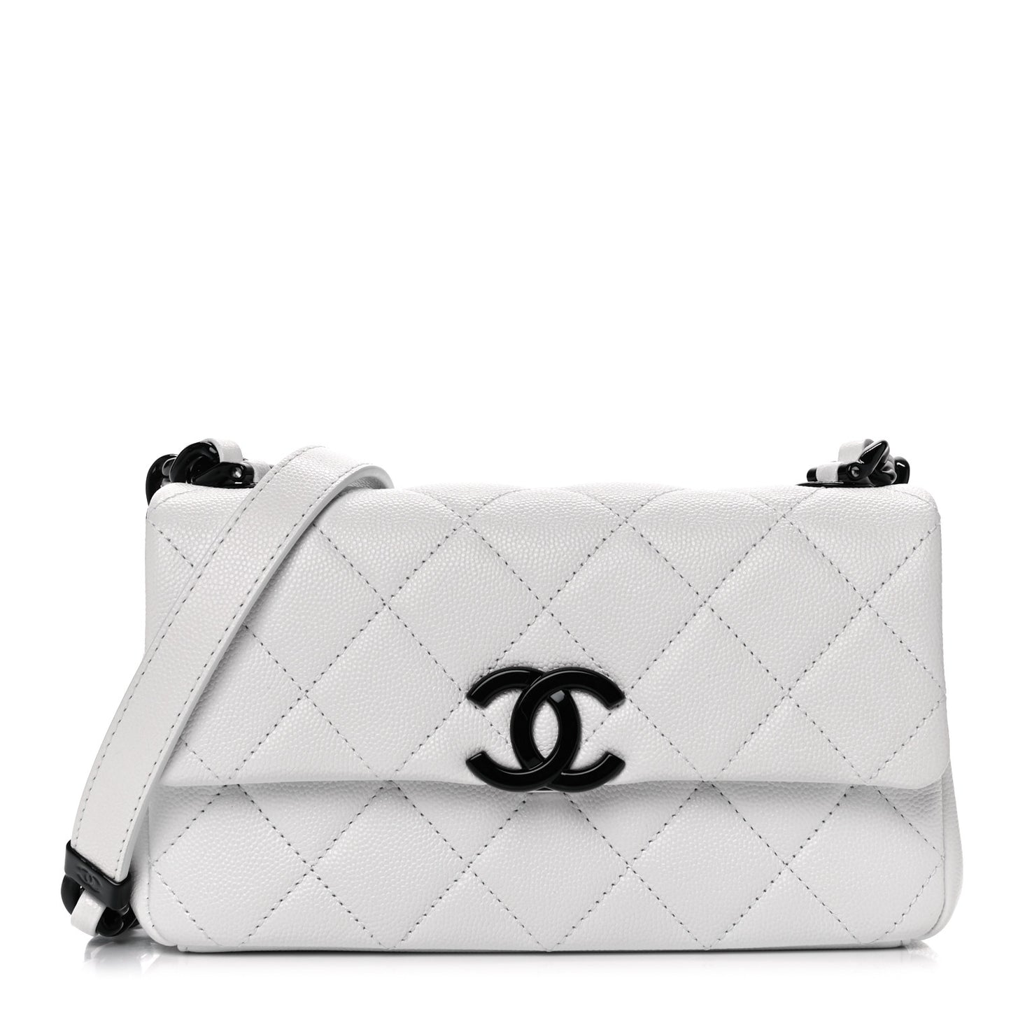 Caviar Quilted My Everything Small Flap White Black