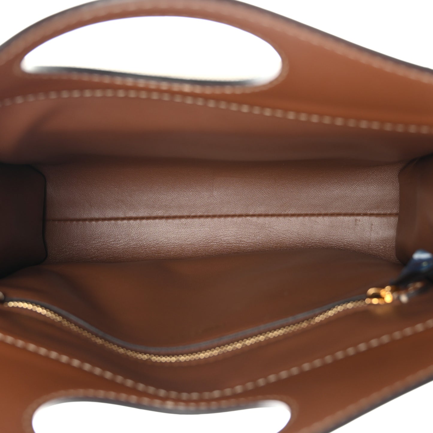 Canvas Smooth Calfskin Two Tone Mini Pocket Bag Natural Malt Brown