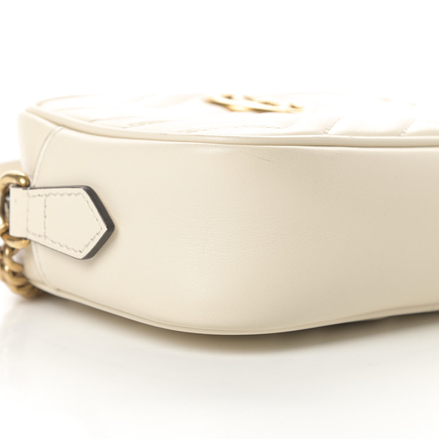 Calfskin Matelasse Mini GG Marmont Chain Shoulder Bag White