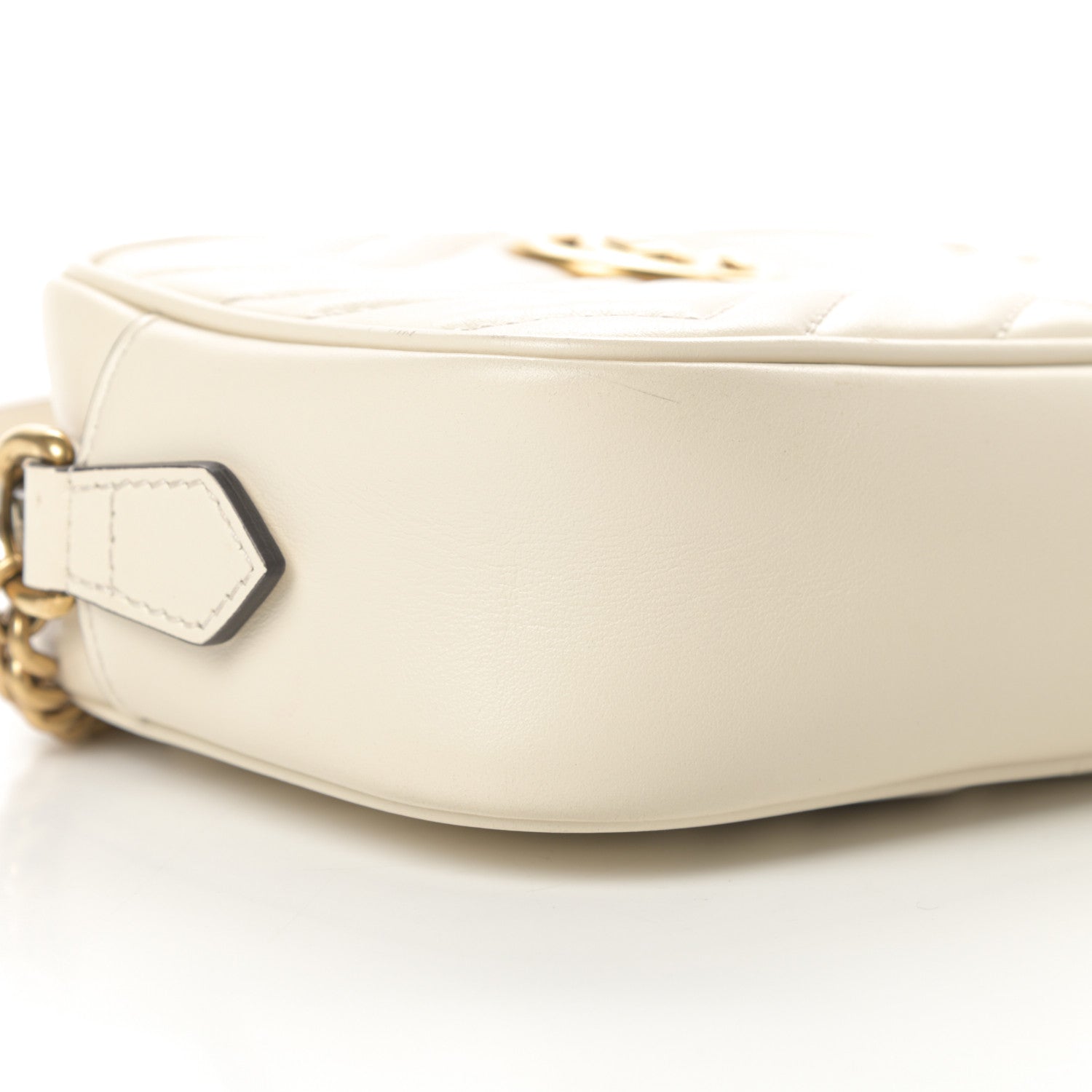 Gucci Calfskin Matelasse Mini GG Marmont Chain Shoulder Bag White 9 of 14