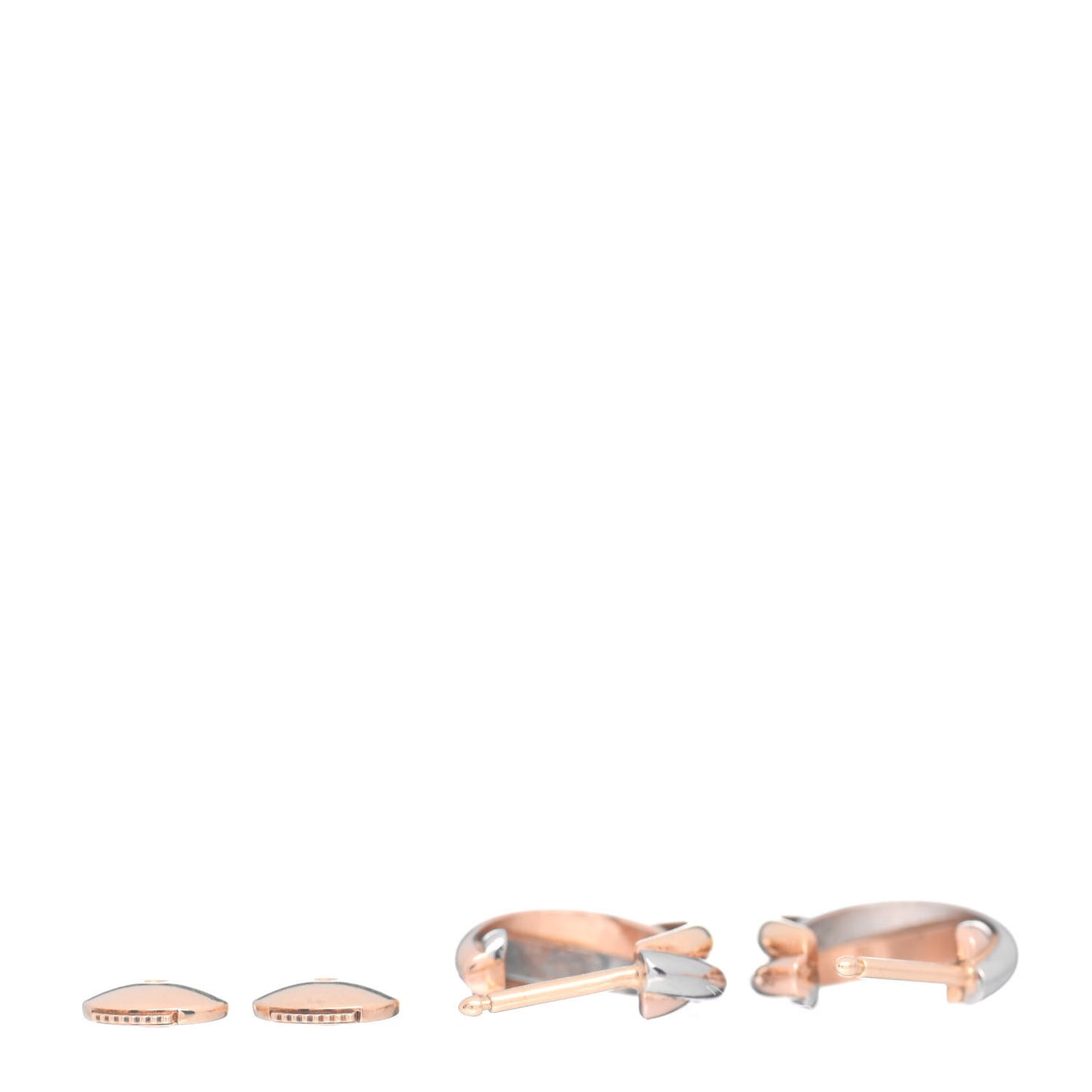 18K Pink Yellow White Gold Small Trinity Hoop Earrings