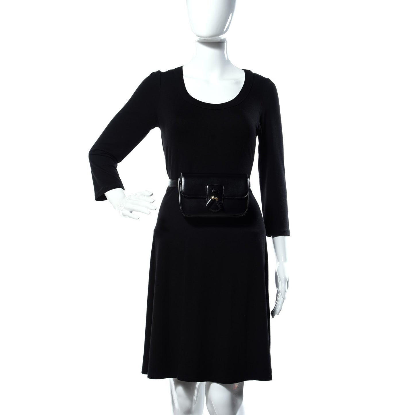 Smooth Calfskin Tassel Belt Bag Black