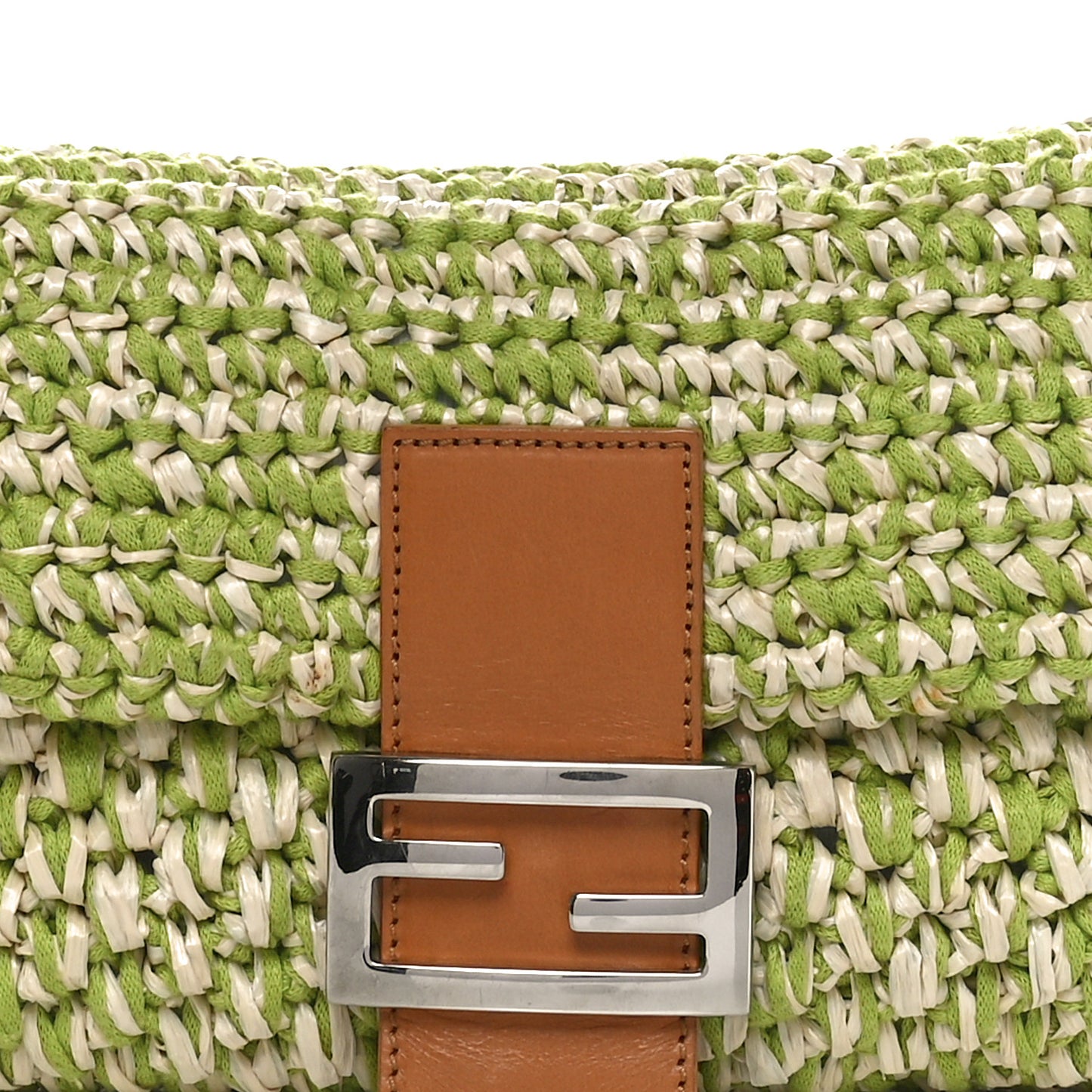 Woven Straw Baguette Green